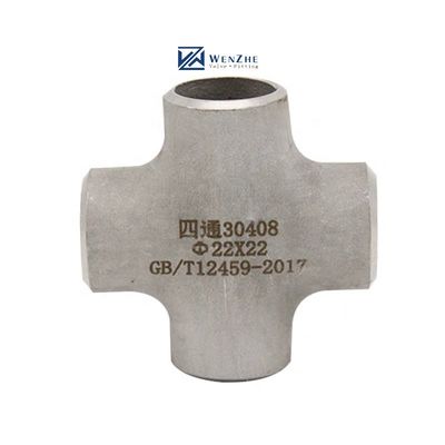 Pipe de soudage à bout en acier inoxydable SCH40S équipée d'un connecteur croisé 4 voies de 1 à 4 pouces DN25 à DN100