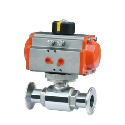 Acier inoxydable 304 Tri Clamp Connection Sanitaire Aliments sûrs Pneumatique actionneur soupape à bille