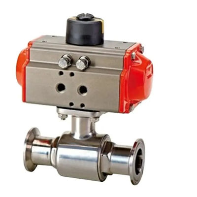 Acier inoxydable 304 Tri Clamp Connection Sanitaire Aliments sûrs Pneumatique actionneur soupape à bille