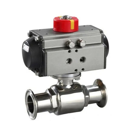 Acier inoxydable 304 Tri Clamp Connection Sanitaire Aliments sûrs Pneumatique actionneur soupape à bille