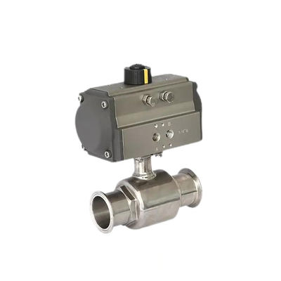 Acier inoxydable 304 Tri Clamp Connection Sanitaire Aliments sûrs Pneumatique actionneur soupape à bille
