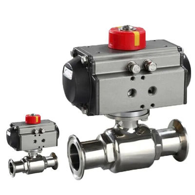 Acier inoxydable 304 Tri Clamp Connection Sanitaire Aliments sûrs Pneumatique actionneur soupape à bille