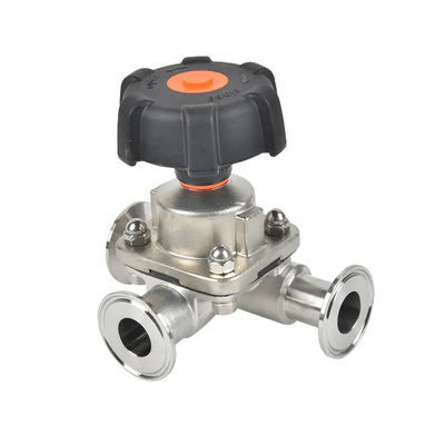 Valve de diaphragme à trois voies sanitaire en acier inoxydable pour les besoins personnalisés
