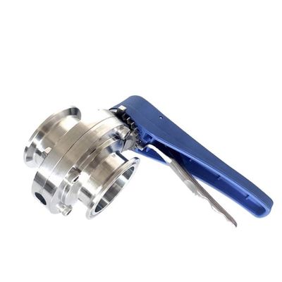 Sanitaire en acier inoxydable Manche de déclenchement bleu Serre-bouchon Papillon avec support ODM