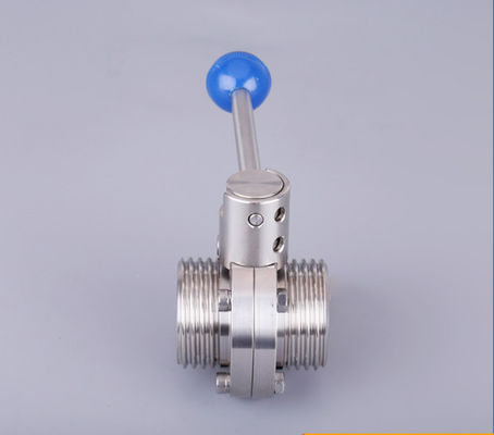 304 316L soupape de papillon en acier inoxydable à filetage sanitaire pour support sur mesure OEM