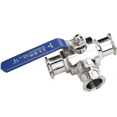 Acier inoxydable 304 316 316L coulée sanitaire 3 voies manuelle soupape à bille 1/2 pouce DIN 3A SMS