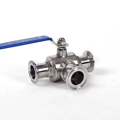 Acier inoxydable 304 316 316L coulée sanitaire 3 voies manuelle soupape à bille 1/2 pouce DIN 3A SMS
