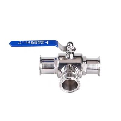 Acier inoxydable 304 316 316L coulée sanitaire 3 voies manuelle soupape à bille 1/2 pouce DIN 3A SMS