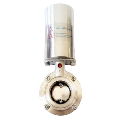 Valve pneumatique à papillon en acier inoxydable sanitaire 304 316L avec actionneur pneumatique