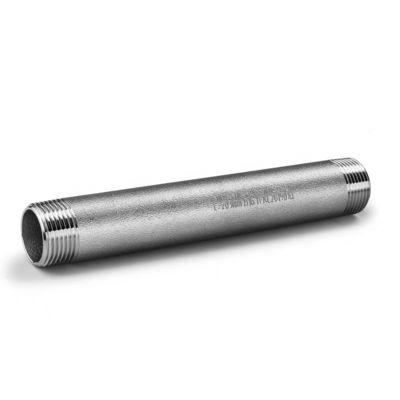 Acier inoxydable forgé 304 316 316L Tuyau sans soudure mâle double fil baril téton 1" DN25 NPT BSPT