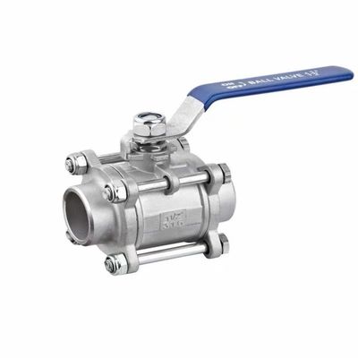 Valve à bille en acier inoxydable argenté 201 304 316 à soudage par bout avec commande manuelle de la poignée NPT BSP BSPT