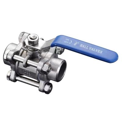 Valve à bille en acier inoxydable argenté 201 304 316 à soudage par bout avec commande manuelle de la poignée NPT BSP BSPT