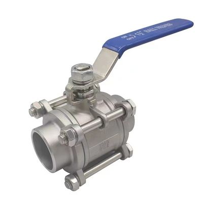 Valve à bille en acier inoxydable argenté 201 304 316 à soudage par bout avec commande manuelle de la poignée NPT BSP BSPT