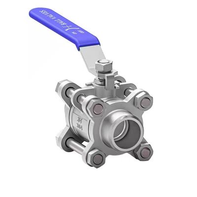 Valve à bille en acier inoxydable argenté 201 304 316 à soudage par bout avec commande manuelle de la poignée NPT BSP BSPT