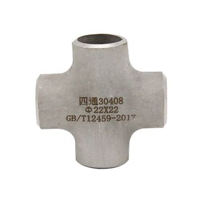 Pipe de soudage à bout en acier inoxydable SCH40S équipée d'un connecteur croisé 4 voies de 1 à 4 pouces DN25 à DN100