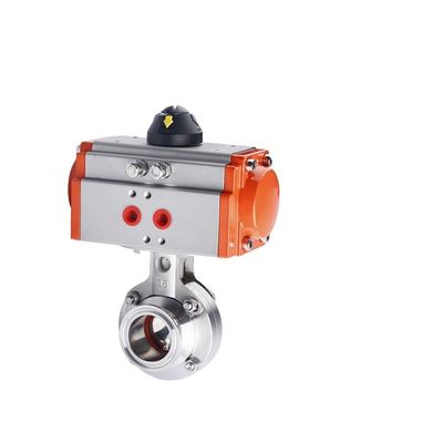 Média de l'eau Sanitaire en acier inoxydable 304 Tri Clamp Actuateur pneumatique soupape papillon