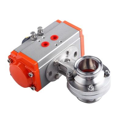 Média de l'eau Sanitaire en acier inoxydable 304 Tri Clamp Actuateur pneumatique soupape papillon