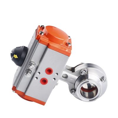 Média de l'eau Sanitaire en acier inoxydable 304 Tri Clamp Actuateur pneumatique soupape papillon