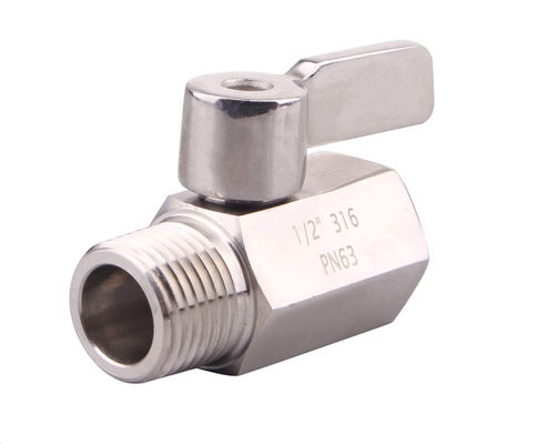 1/2 " mini soupape à bille en acier inoxydable avec fil NPT femelle x mâle et poignée en acier inoxydable