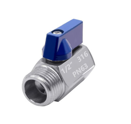 1/2 " mini soupape à bille en acier inoxydable avec fil NPT femelle x mâle et poignée en acier inoxydable