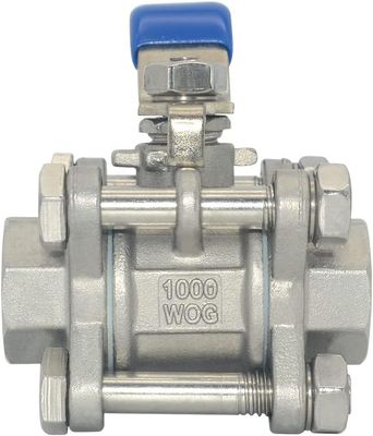 Fil féminin 1/2 " Valve à bille à port complet 3 pièces en acier inoxydable 316 NPT WOG1000 Standard