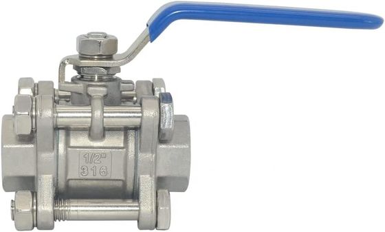 Fil féminin 1/2 " Valve à bille à port complet 3 pièces en acier inoxydable 316 NPT WOG1000 Standard