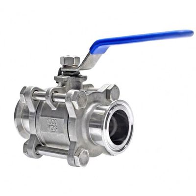 Valve à bille à triclampe en acier inoxydable sanitaire certifié ISO9001 304/316L pour l'eau