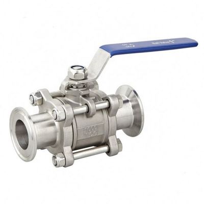 Valve à bille à triclampe en acier inoxydable sanitaire certifié ISO9001 304/316L pour l'eau