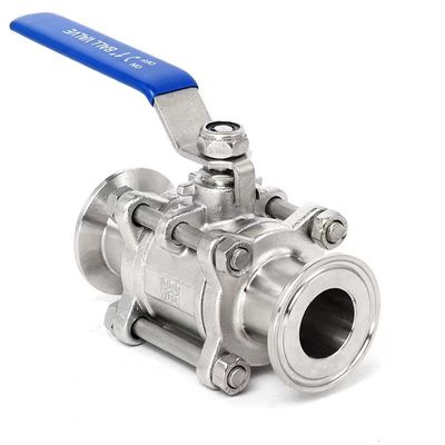 DN20-DN300 soupape à bille en acier inoxydable sanitaire 3 pièces avec connexion et taille de tri-clampe