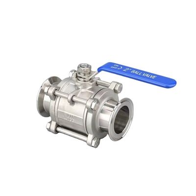 DN20-DN300 soupape à bille en acier inoxydable sanitaire 3 pièces avec connexion et taille de tri-clampe