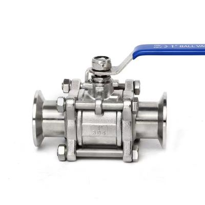 DN20-DN300 soupape à bille en acier inoxydable sanitaire 3 pièces avec connexion et taille de tri-clampe