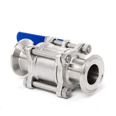 DN20-DN300 soupape à bille en acier inoxydable sanitaire 3 pièces avec connexion et taille de tri-clampe