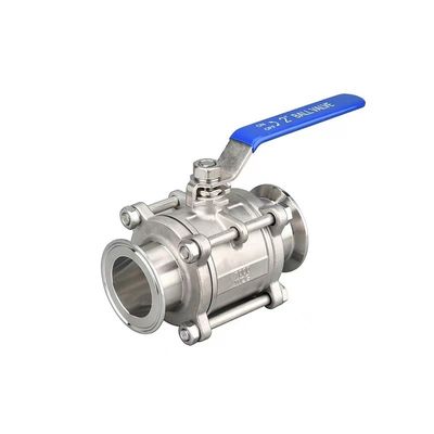 DN20-DN300 soupape à bille en acier inoxydable sanitaire 3 pièces avec connexion et taille de tri-clampe