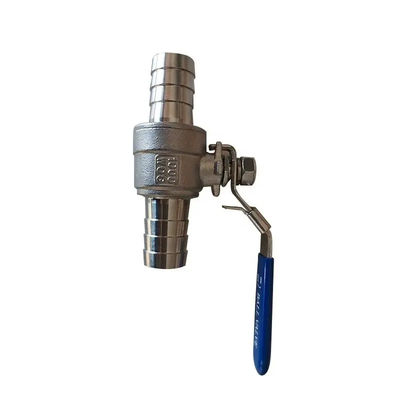 Valve à bille de tuyau barbelé en acier inoxydable 304 2PC argenté WZ 1/2 " avec fil SS