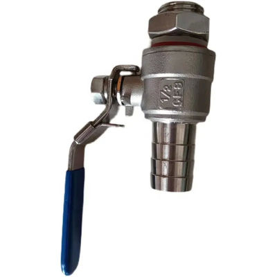 Valve à bille de tuyau barbelé en acier inoxydable 304 2PC argenté WZ 1/2 " avec fil SS