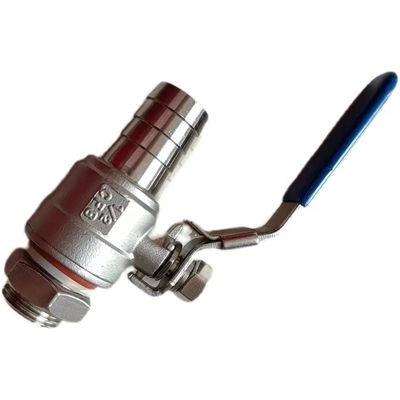Valve à bille de tuyau barbelé en acier inoxydable 304 2PC argenté WZ 1/2 " avec fil SS