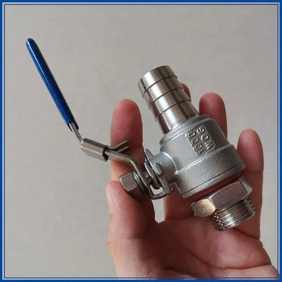Valve à bille de tuyau barbelé en acier inoxydable 304 2PC argenté WZ 1/2 " avec fil SS