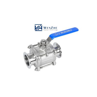 Valve à bille hygiénique sanitaire à trois pièces avec conception forgée et connexion de pinceau en CF8M SS