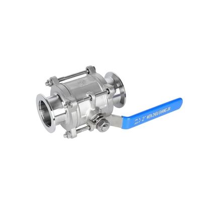 Valve à bille hygiénique sanitaire à trois pièces avec conception forgée et connexion de pinceau en CF8M SS