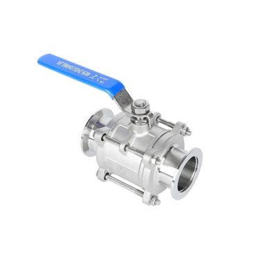 Valve à bille hygiénique sanitaire à trois pièces avec conception forgée et connexion de pinceau en CF8M SS