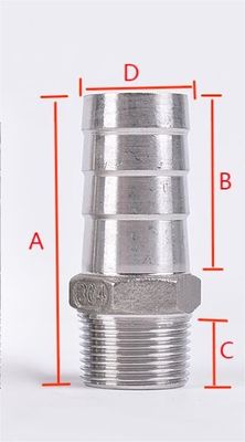 Pipe en acier inoxydable de 1 "barbe de tuyau x 3/4" NPT mâle pour le ménage