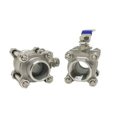 Acier inoxydable 304/316 à trois pièces, à vis, à fil, à bille, NPT BSPT G, pour travaux lourds