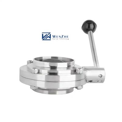 Valve de papillon en acier inoxydable sanitaire de qualité alimentaire à soudage par bout avec connexion de soudage