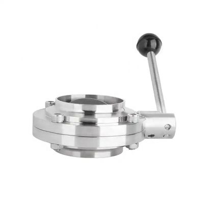 Valve de papillon en acier inoxydable sanitaire de qualité alimentaire à soudage par bout avec connexion de soudage