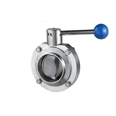 Valve de papillon en acier inoxydable sanitaire de qualité alimentaire à soudage par bout avec connexion de soudage