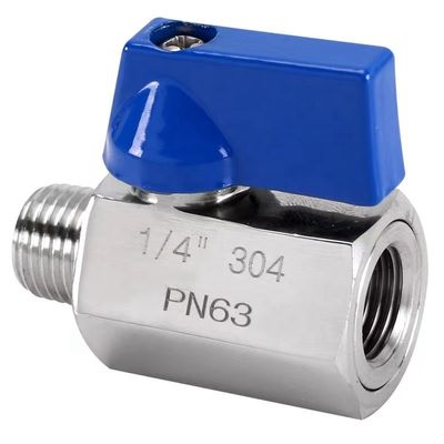 Valve à bille de type mini standard à égal débit en acier inoxydable sanitaire 304 316