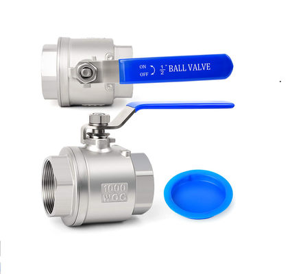 304 en acier inoxydable 1/2 pouce FNPT Valve à bille à port complet lourd avec poignées bleues