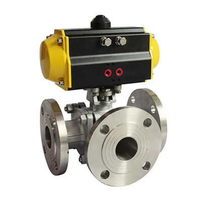 Valve à bille pneumatique à actionnement à flanche en acier inoxydable standard avec raccordement à flanche