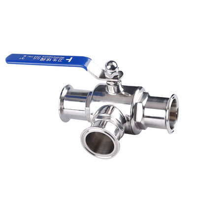 Valve à bille de tri-clampe sanitaire SS304/SS316L avec fonction 3 voies et en 1/2'' 6' Tailles