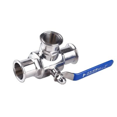 Valve à bille de tri-clampe sanitaire SS304/SS316L avec fonction 3 voies et en 1/2'' 6' Tailles
